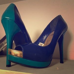 Multi colored blue heels